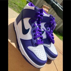 Nike Dunks Hi - Purple and White 5.5 Youth / 6.5 Womens